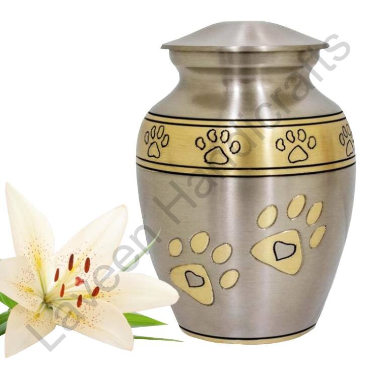 Paw Design Pet Urn Grey / Golden