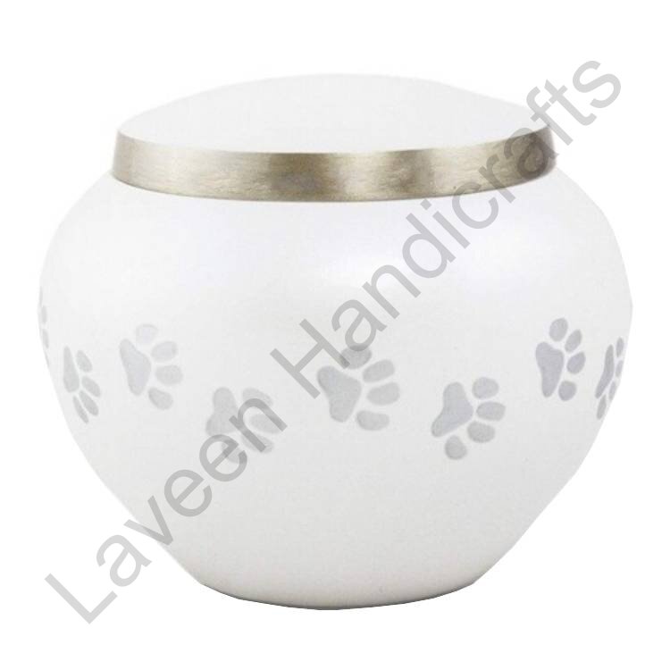 Diamond Paws Pet Urn White