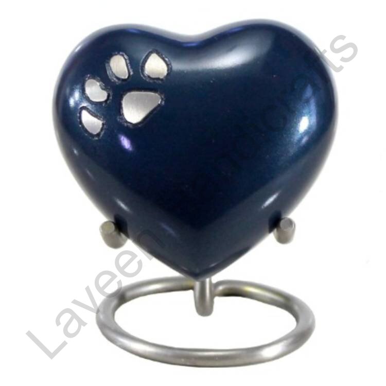 Heart Design Pet Urn Blue