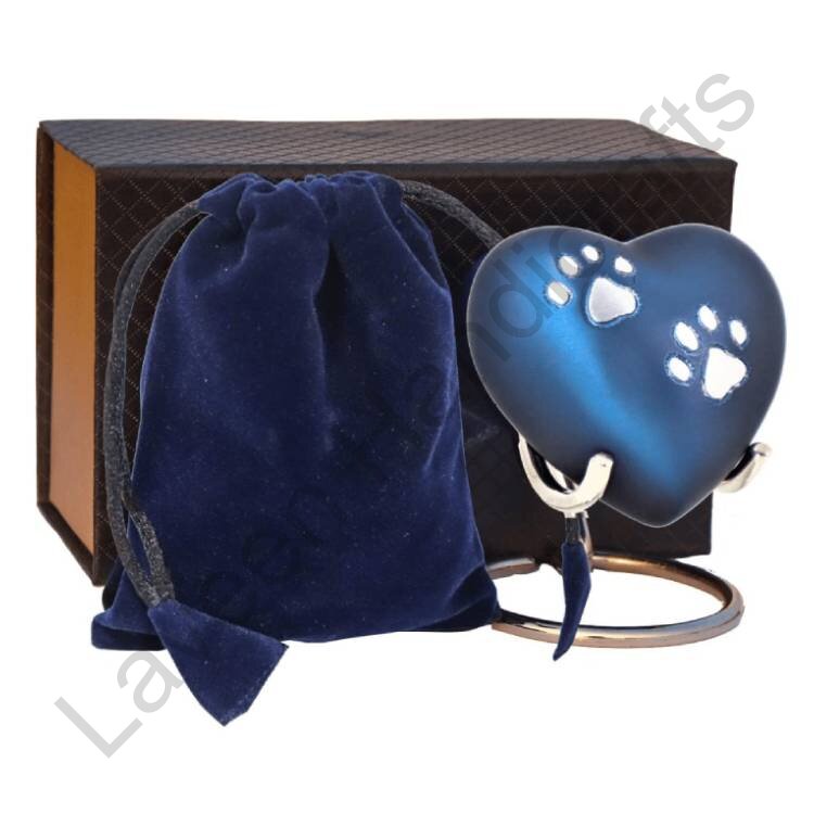Heart Pet Urn Blue With Case Box