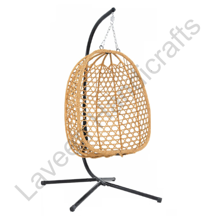 Single Egg Style Rattan Swing Brown