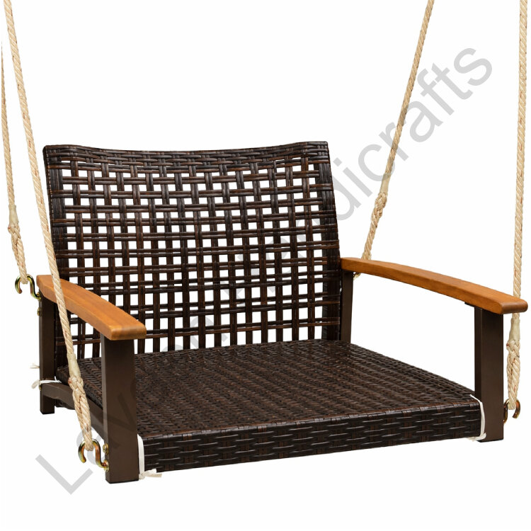 Comfortable Armrests Rattan Swing Black