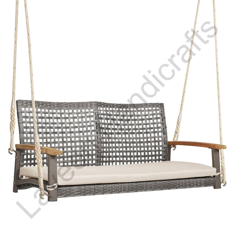2-Seater Outdoor Rattan Swing Grey