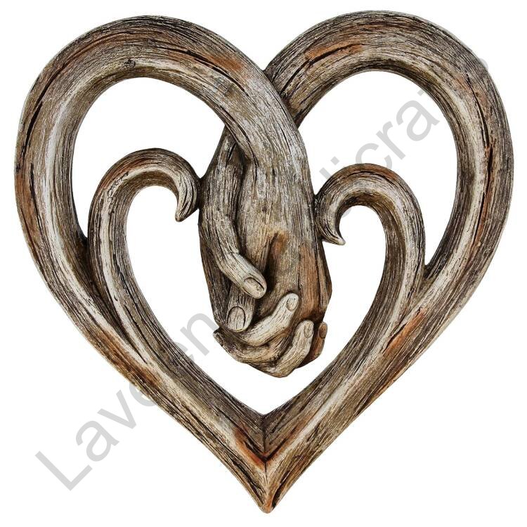 Heart Holding Hands Sculpture Golden