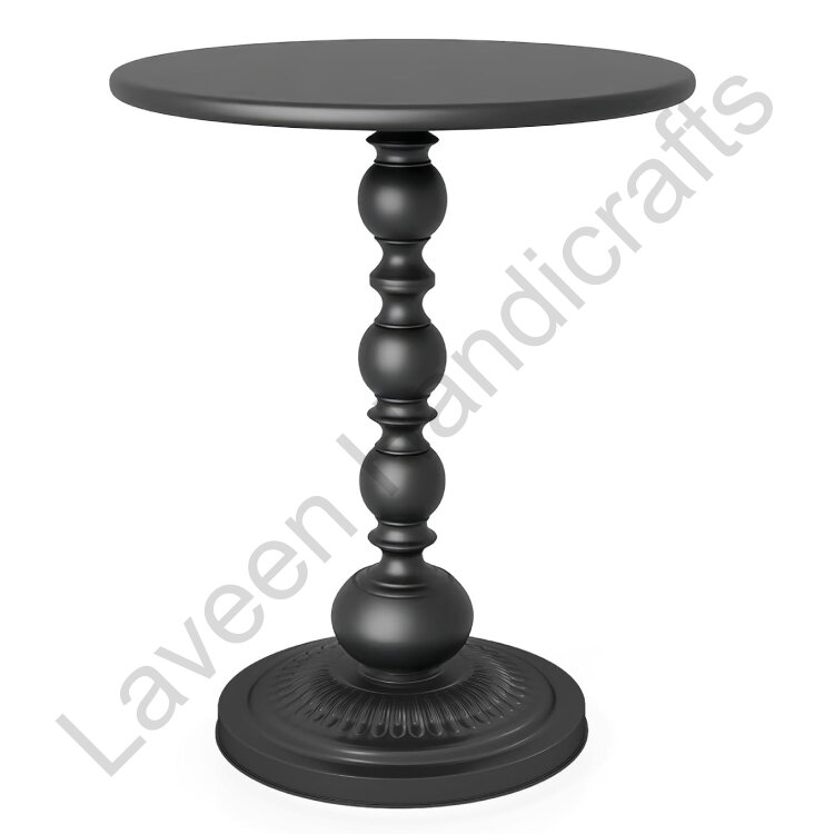 Vintage Round Side Table Matt Black