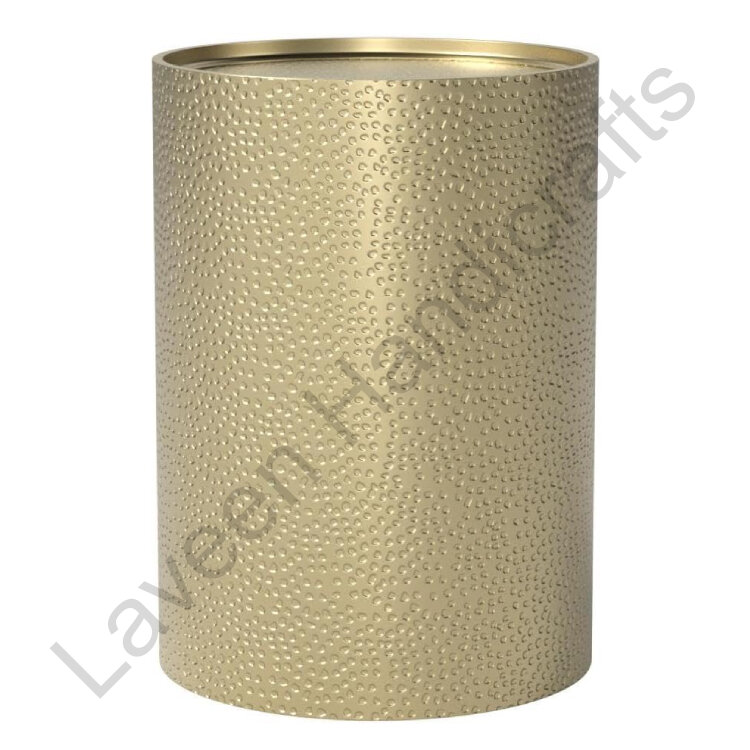 Modern Round Hammered Iron Side Table Golden