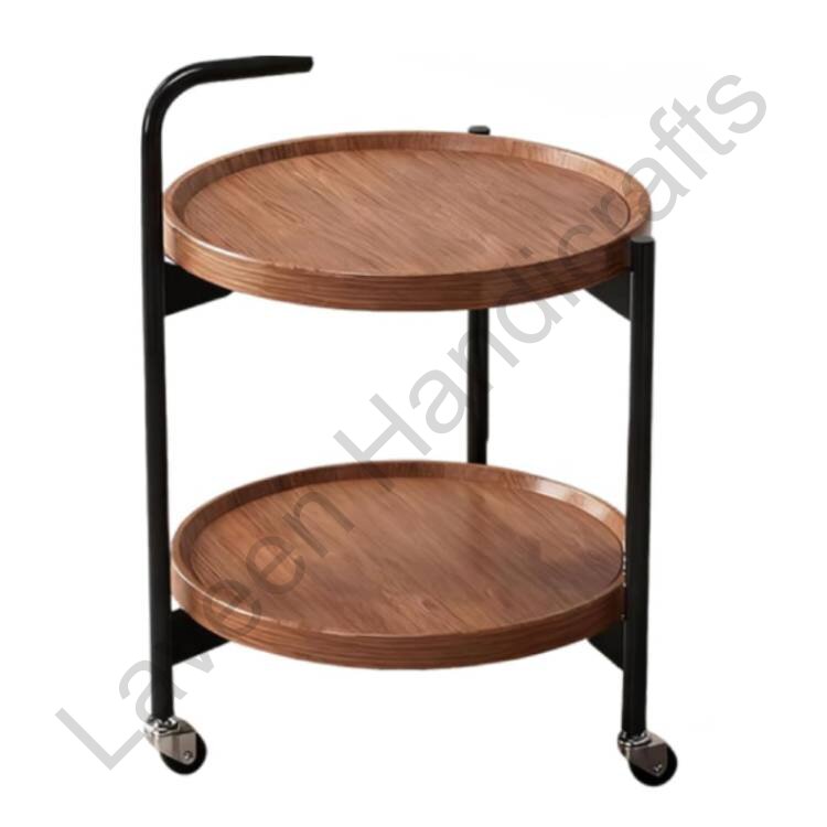 2-Tier Round Side Table Brown