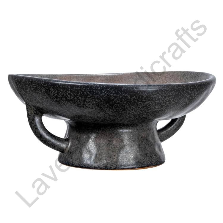 Elegant Serving Bowl Black With Handles