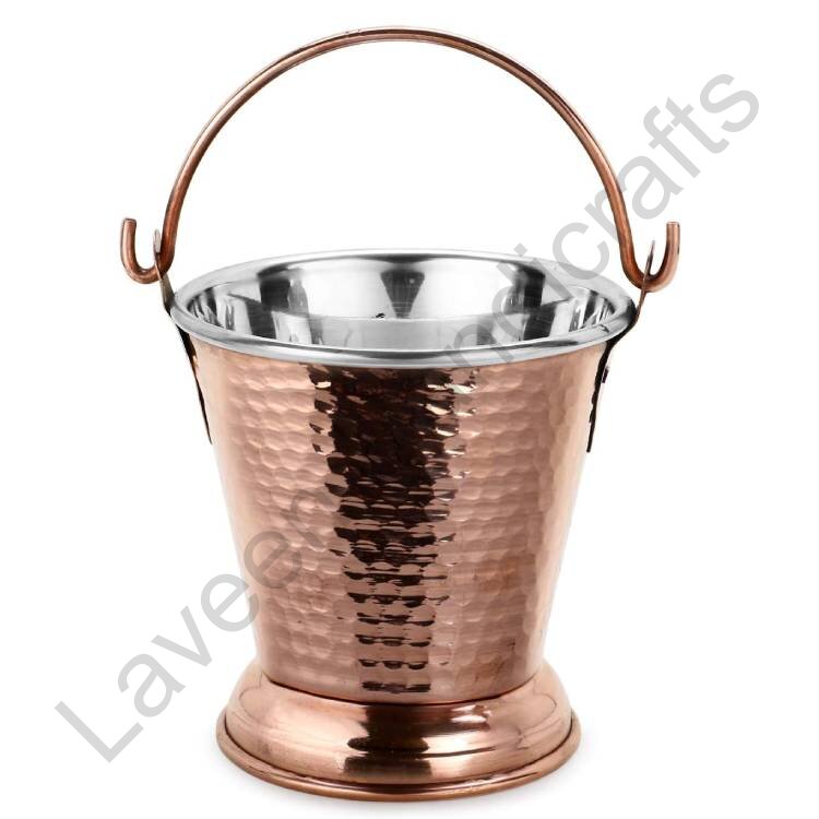 Hammered Serving Bucket Copper/Brass Silver