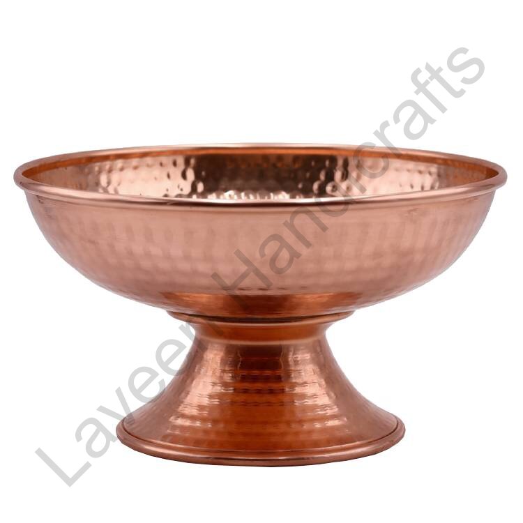 Pedestal Hand-beaten Serving Pot Copper/Brass