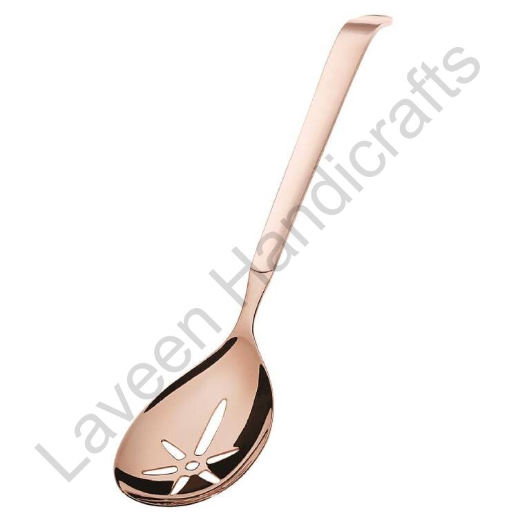 Slotted Brass Serving Spoon Rose Gold