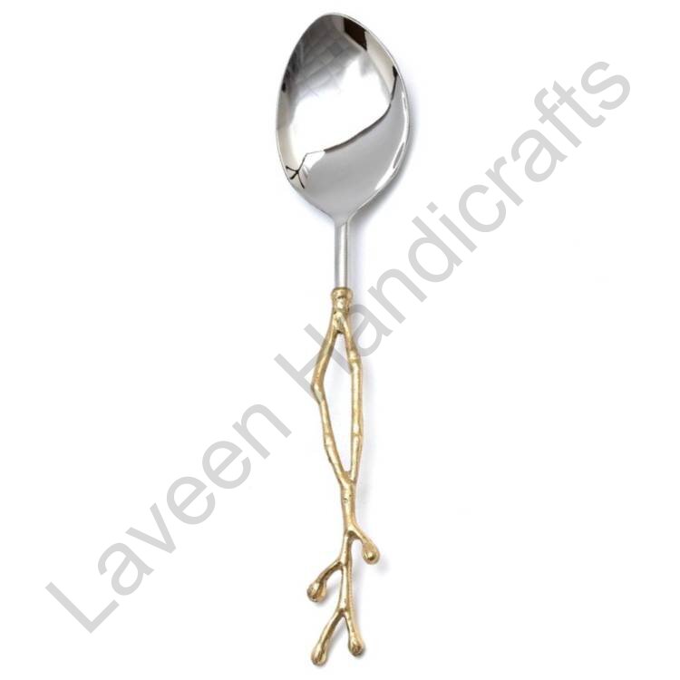 Leaf Design Brass Spoon Silver / Golden