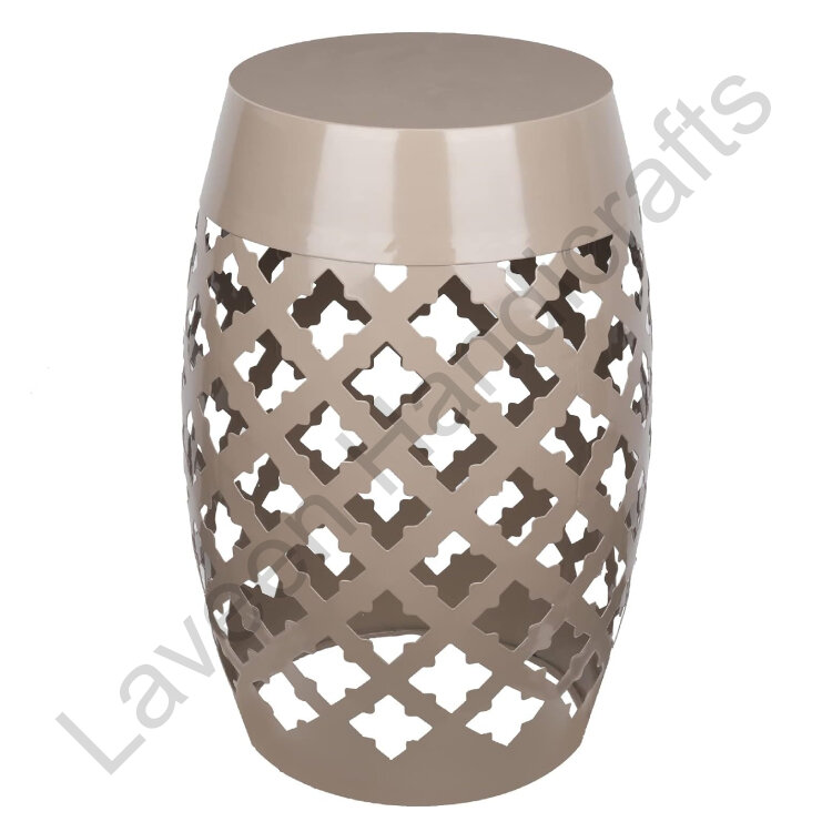 Outdoor Lace Cut Garden Stool Grey
