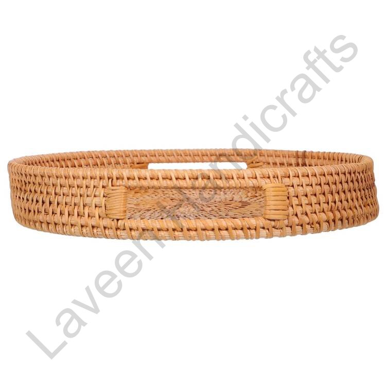 Round Woven Wicker Table Basket Brown
