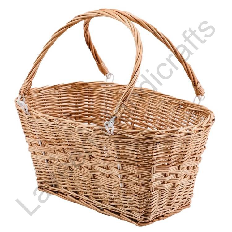 Rectangular Table Basket Brown With Folding Handles