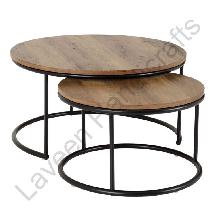 Modern Style Nesting Table Brown / Black - 2 Pcs