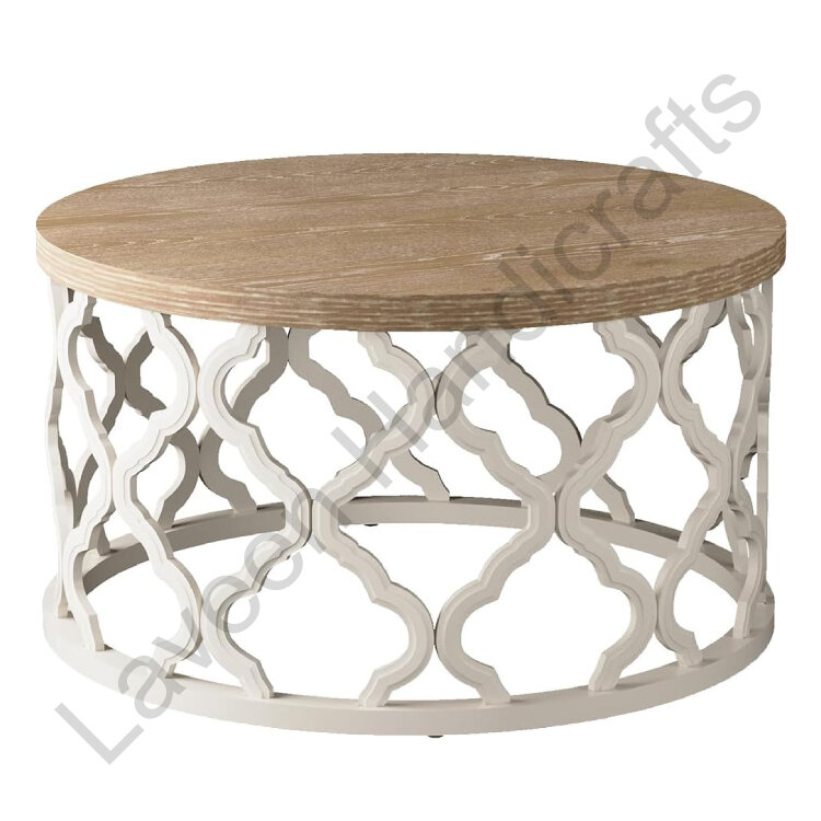 Boho Round Coffee Table Brown / White