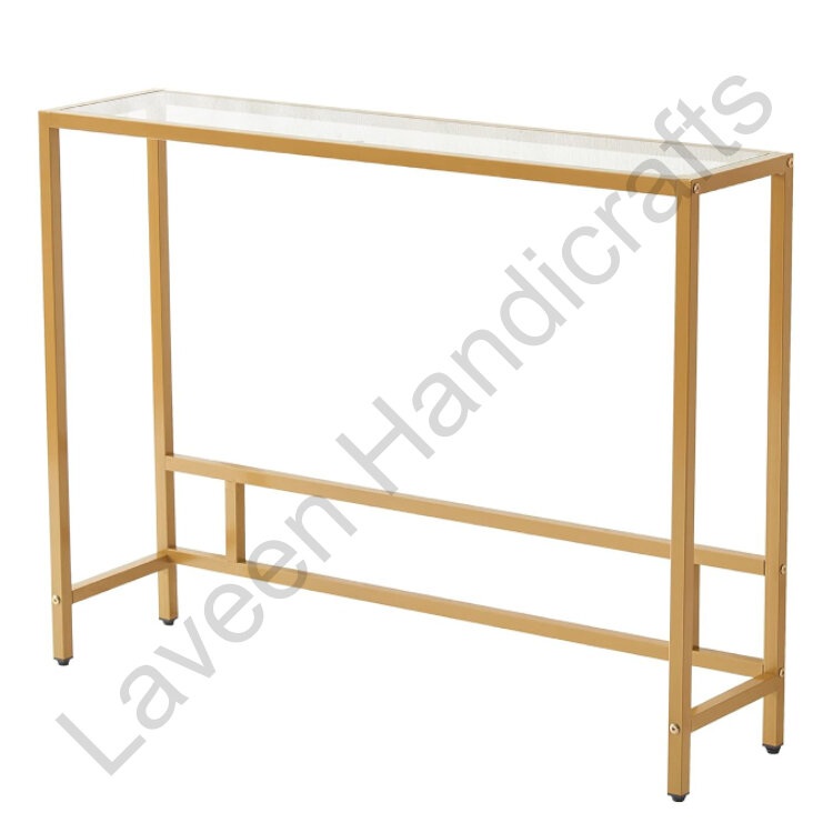 Entryway Tempered Glass Console Table Golden