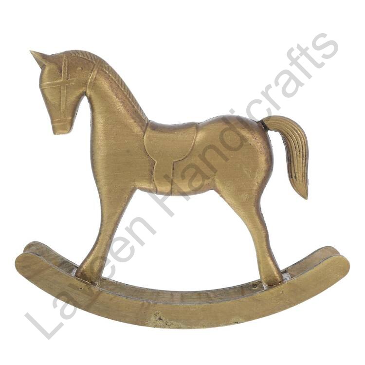 Vintage Wooden Rocking Horse Table Top Brown