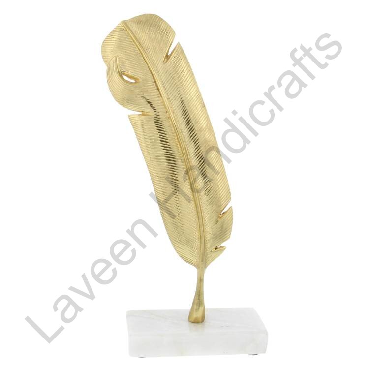 Decorative Bird FeatherTable Top Golden