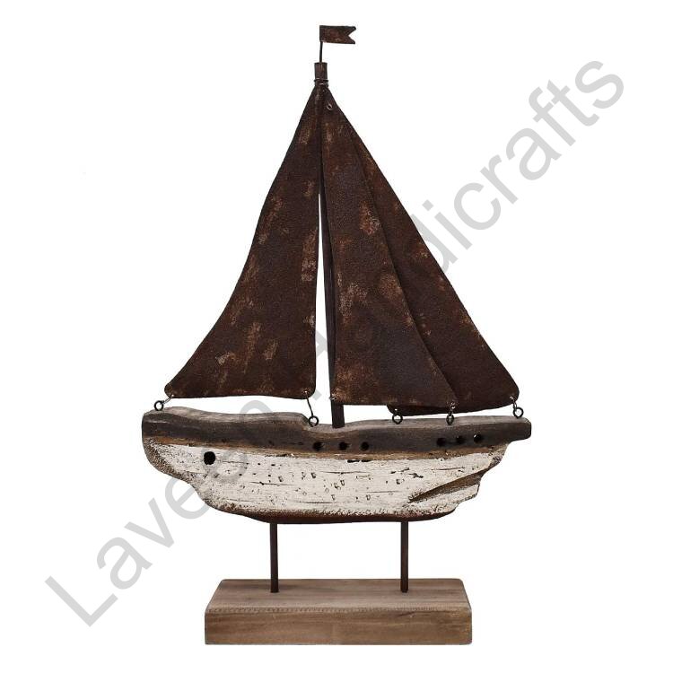 Sailboat Decor Table Top Brown