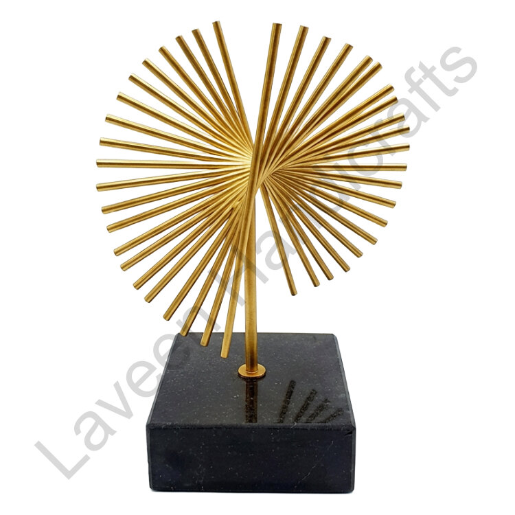Hollow Round Design Table Top Golden