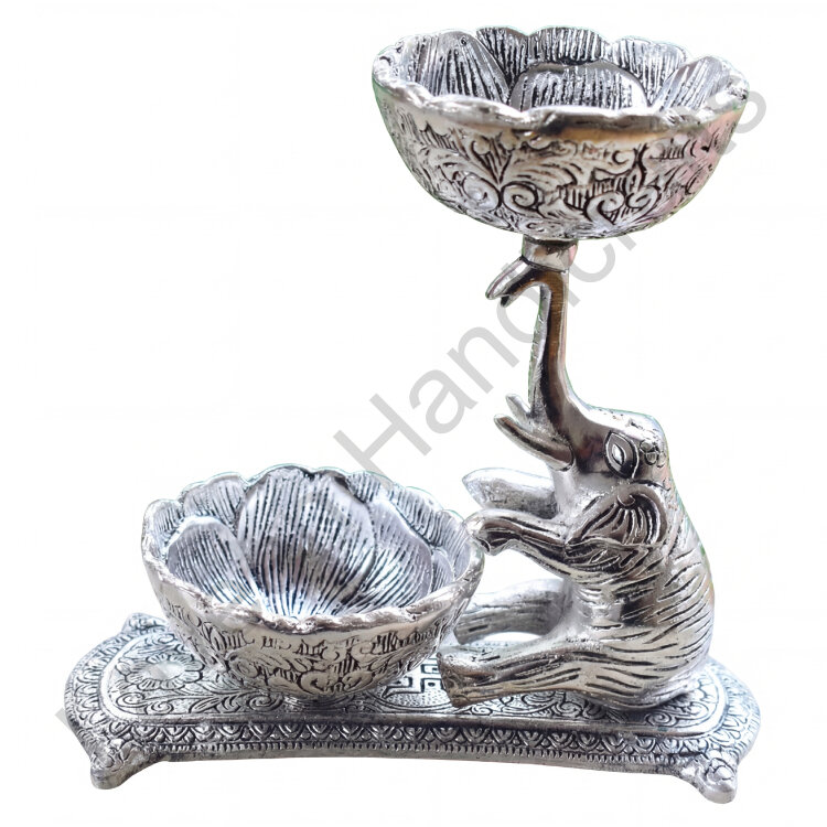 Artistic Elephant Bowl Stand Table Top Silver