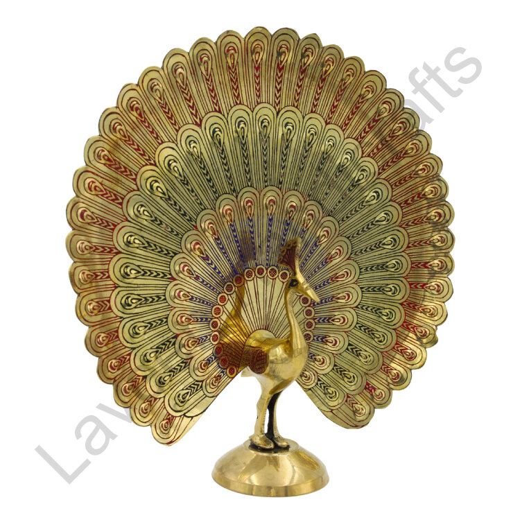 Dancing Peacock Statue Table Top Golden