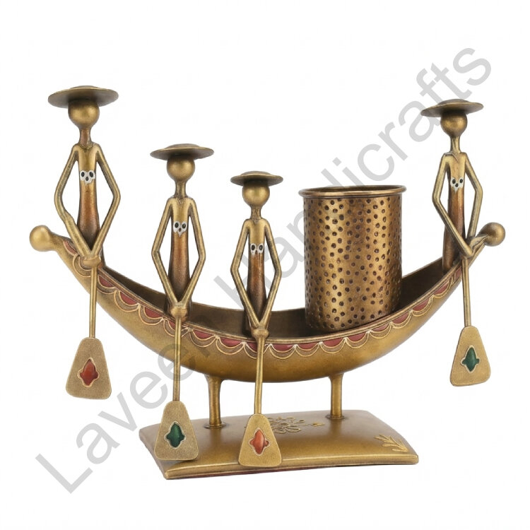 Charming Tribal Boat Table Top Golden