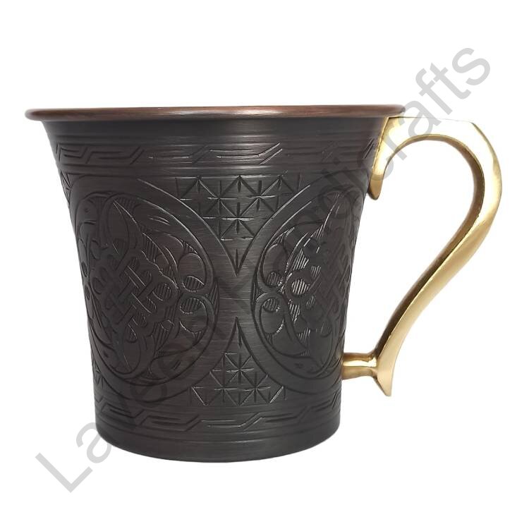 Engraved Tea Cup Brown