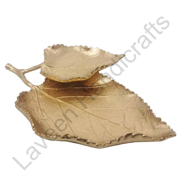 Mulberry Leaf Shaped Tray Golden