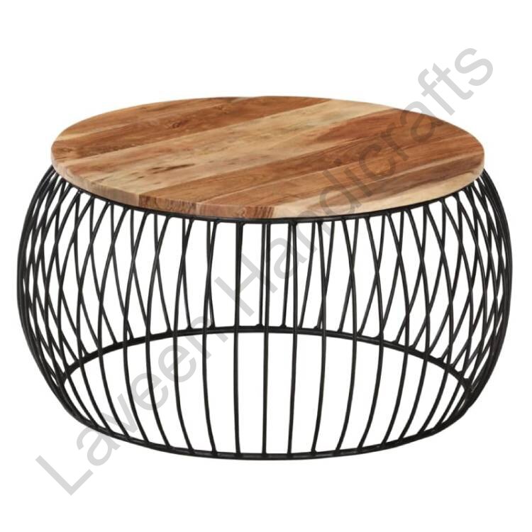 Round Living Room Table Brown / Black