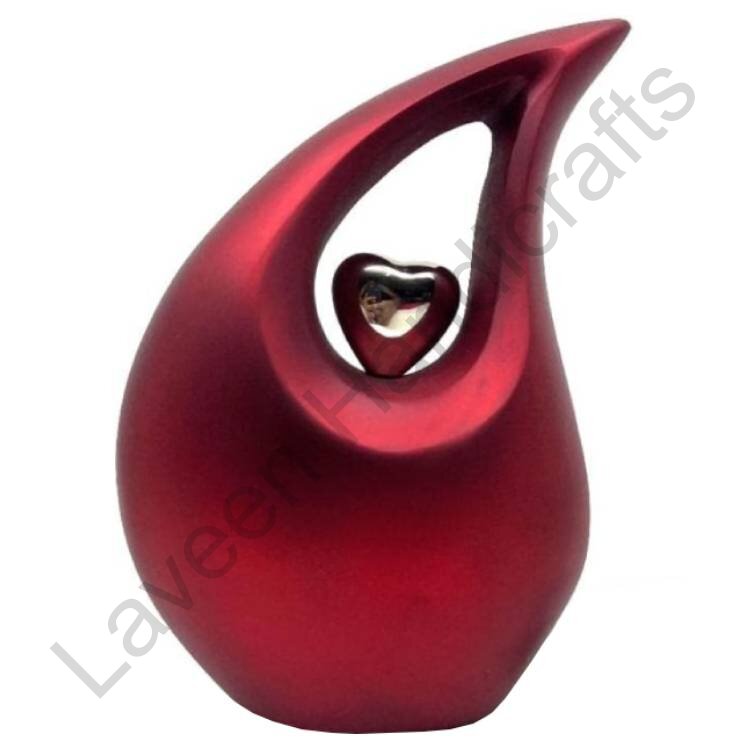 Heart Embrace Tear Drop Urn Red