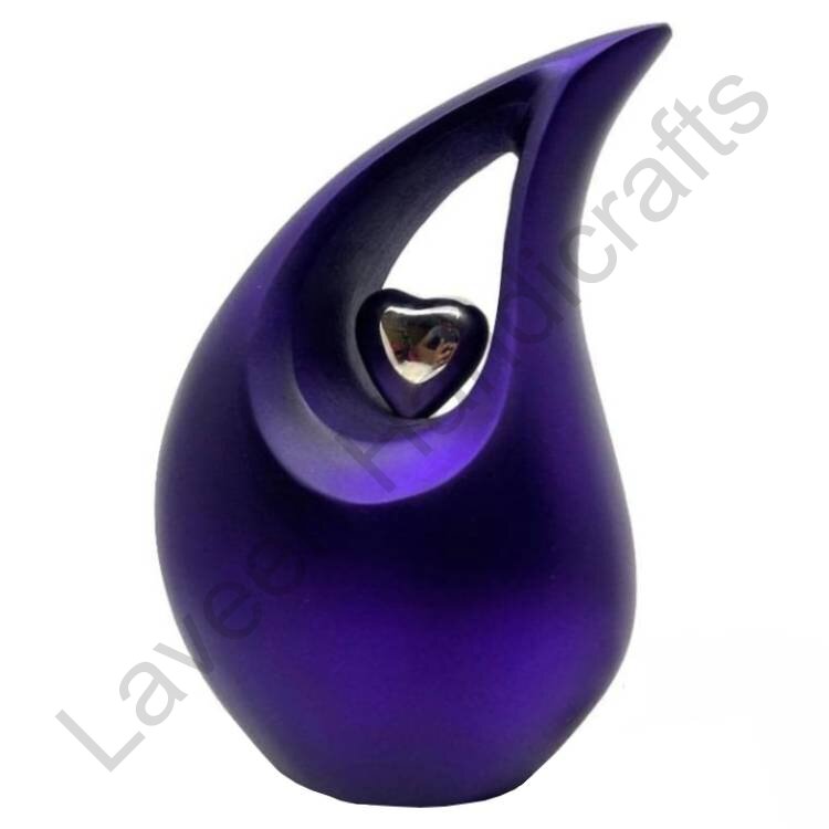 Heart Embrace Tear Drop Urn Blue