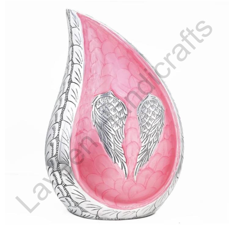 Angel Wings Tear Drop Urn Pink / Silver