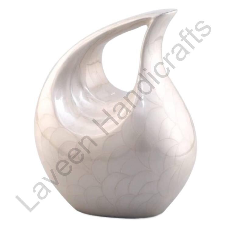 Heart Embrace Tear Drop Urn Pearl White