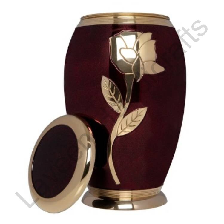 Gold Rose Design Human Urn Burgundy