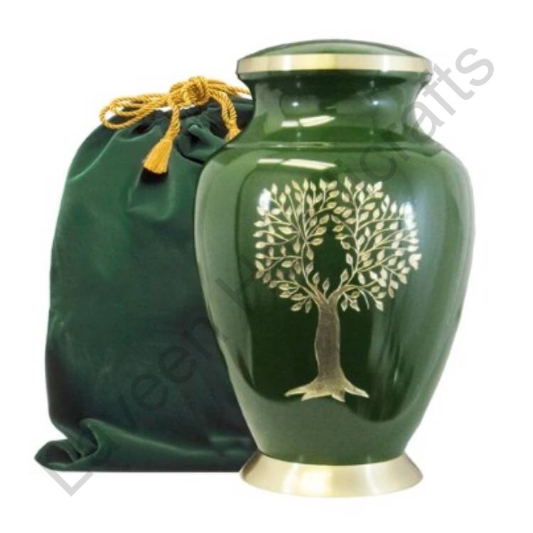 Tree Of Life Human Urn Green With Velvet Pouch