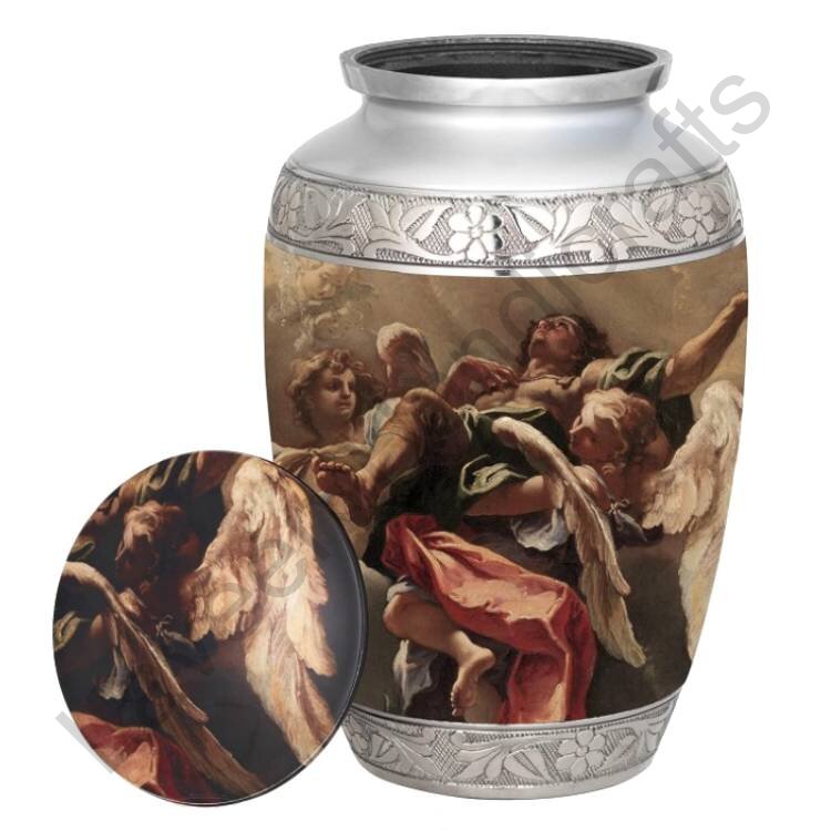 Renaissance Angel Art Human Urn Silver