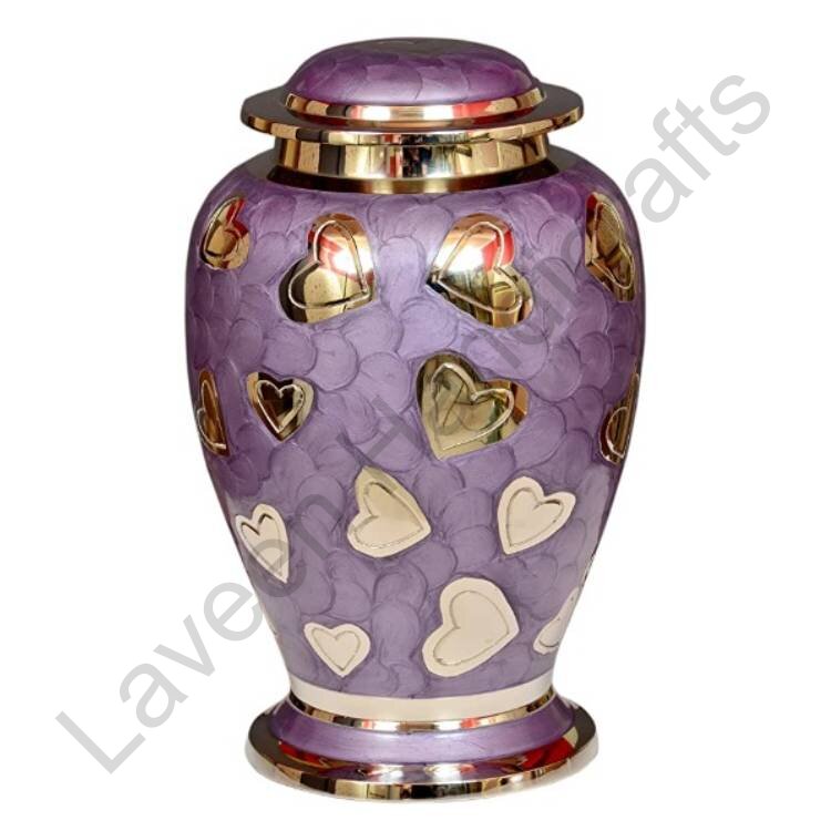 Golden Hearts Human Urn Purple