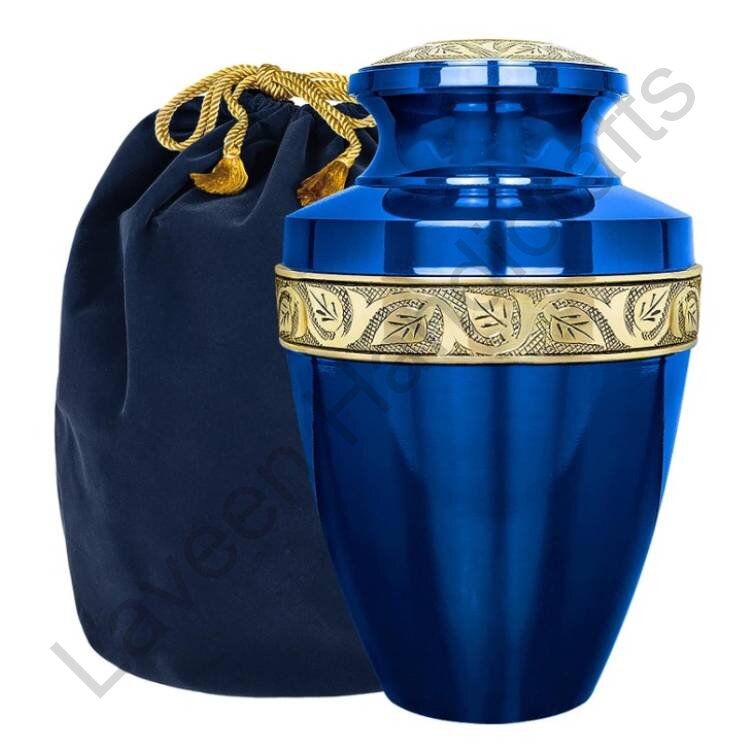 Leaf Band Human Urn Sapphire Blue