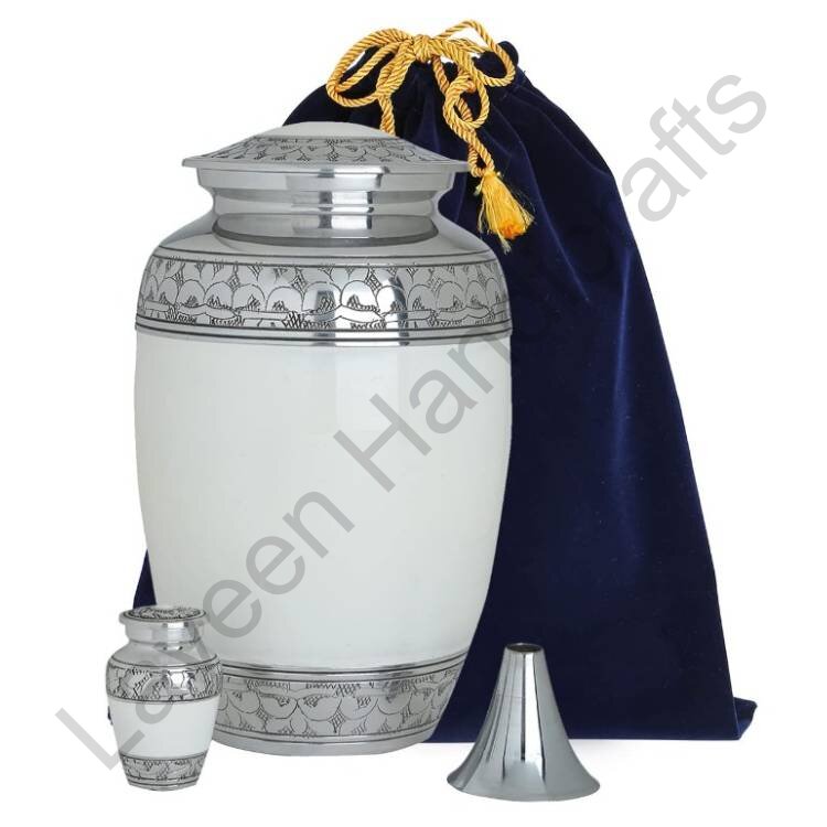 Silver Band Classic Human Urn White - 2 Pcs