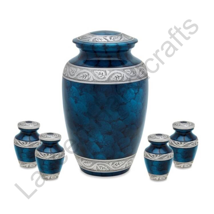 Silver Leaf Human Urn Cobalt Blue - 5 Pcs