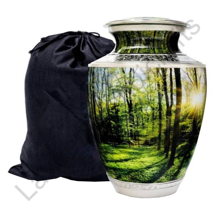 Sunlit Forest Human Urn Green With Pouch