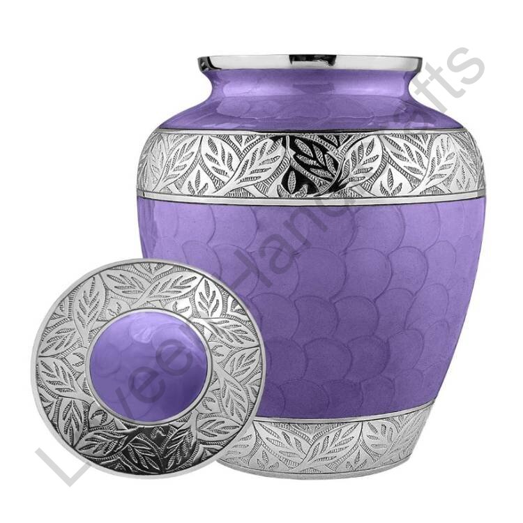 Silver Leaf Band Human Urn Purple