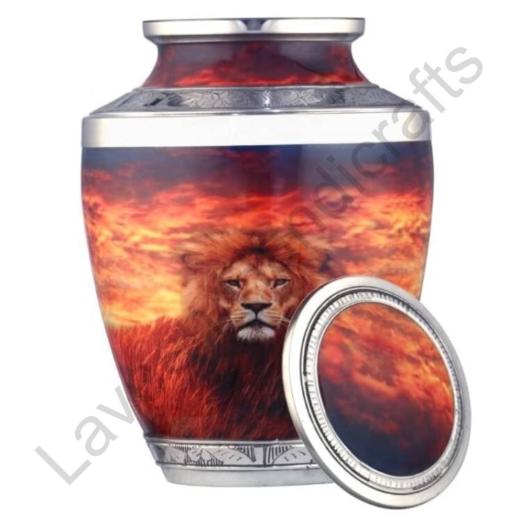 Fiery Lion Sunset Human Urn Orange