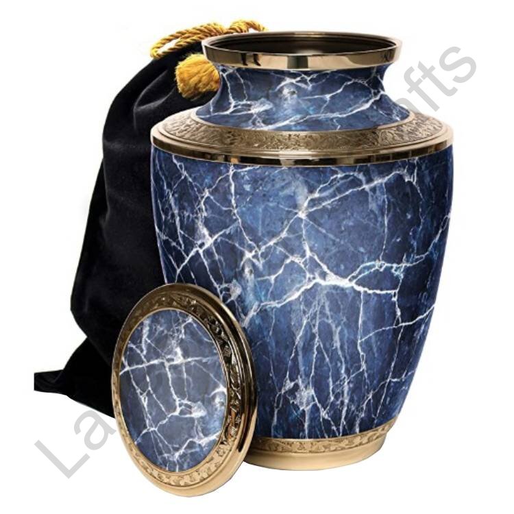 Marble Pattern Human Urn Blue With Pouch