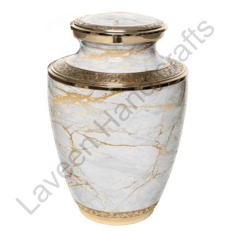 Gold Marble Classic Human Urn White
