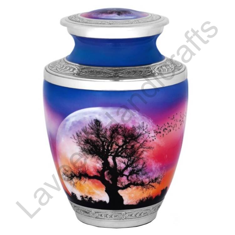 Sunset Tree Scenic Human Urn Blue / Pink