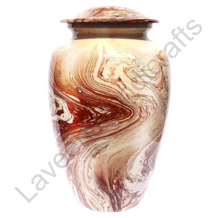 Marble Swirl Human Urn Brown / Cream